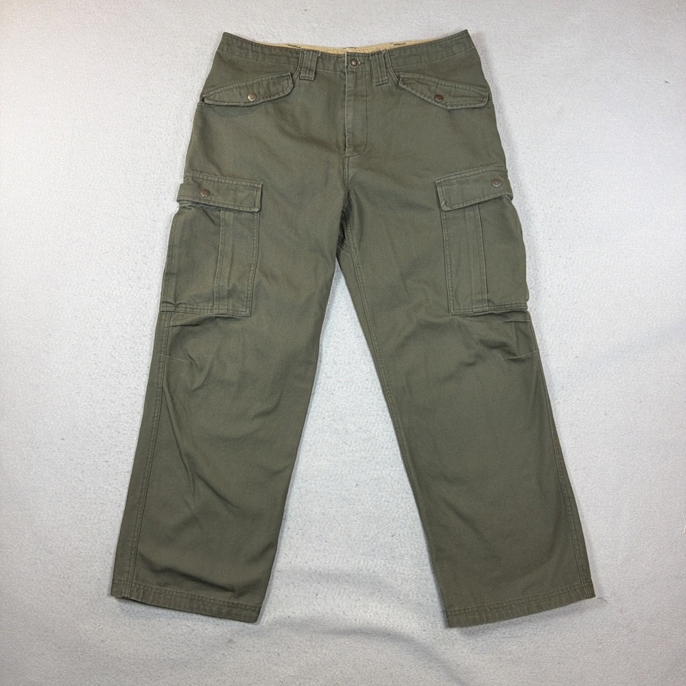 Duluth Trading Co Cargo Pants Green Heavyweight Men 36X30 Military Outdoor EUC